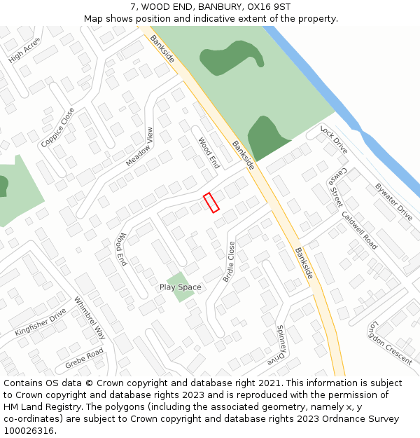 7, WOOD END, BANBURY, OX16 9ST: Location map and indicative extent of plot