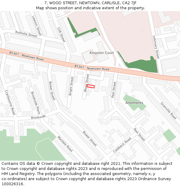 7, WOOD STREET, NEWTOWN, CARLISLE, CA2 7JF: Location map and indicative extent of plot