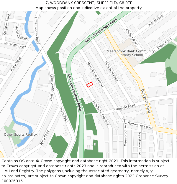 7, WOODBANK CRESCENT, SHEFFIELD, S8 9EE: Location map and indicative extent of plot