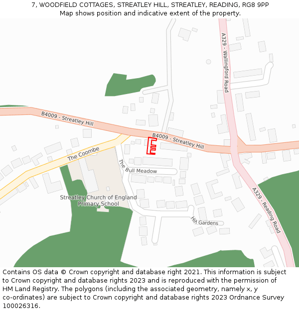 7, WOODFIELD COTTAGES, STREATLEY HILL, STREATLEY, READING, RG8 9PP: Location map and indicative extent of plot