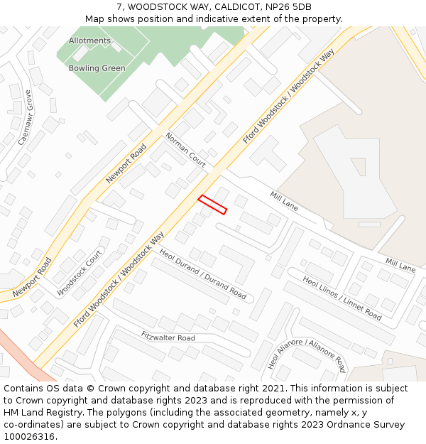 7, WOODSTOCK WAY, CALDICOT, NP26 5DB: Location map and indicative extent of plot