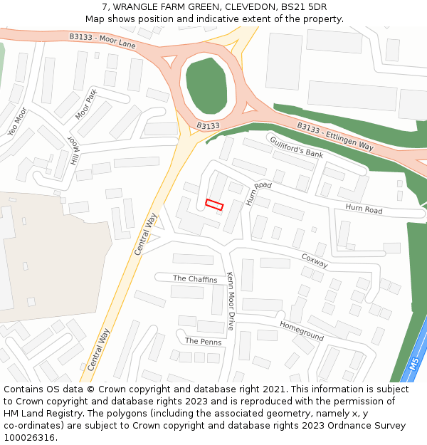 7, WRANGLE FARM GREEN, CLEVEDON, BS21 5DR: Location map and indicative extent of plot