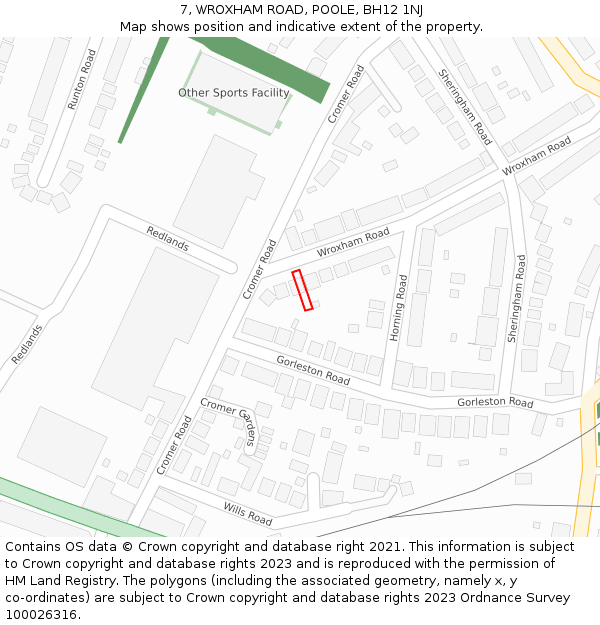 7, WROXHAM ROAD, POOLE, BH12 1NJ: Location map and indicative extent of plot
