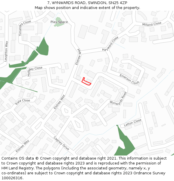 7, WYNWARDS ROAD, SWINDON, SN25 4ZP: Location map and indicative extent of plot