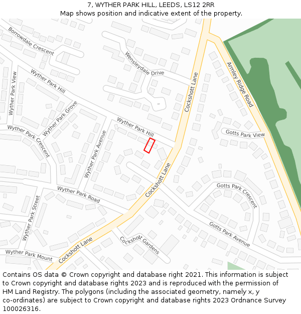 7, WYTHER PARK HILL, LEEDS, LS12 2RR: Location map and indicative extent of plot