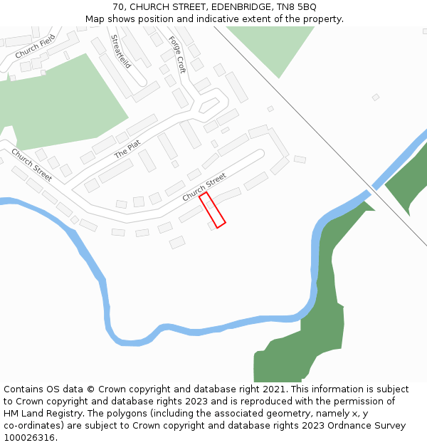 70, CHURCH STREET, EDENBRIDGE, TN8 5BQ: Location map and indicative extent of plot