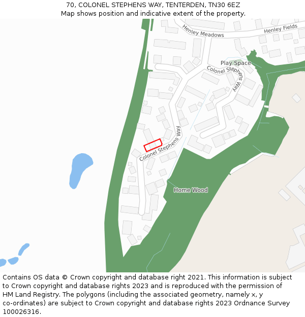 70, COLONEL STEPHENS WAY, TENTERDEN, TN30 6EZ: Location map and indicative extent of plot