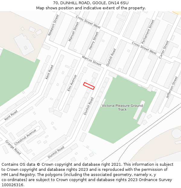 70, DUNHILL ROAD, GOOLE, DN14 6SU: Location map and indicative extent of plot