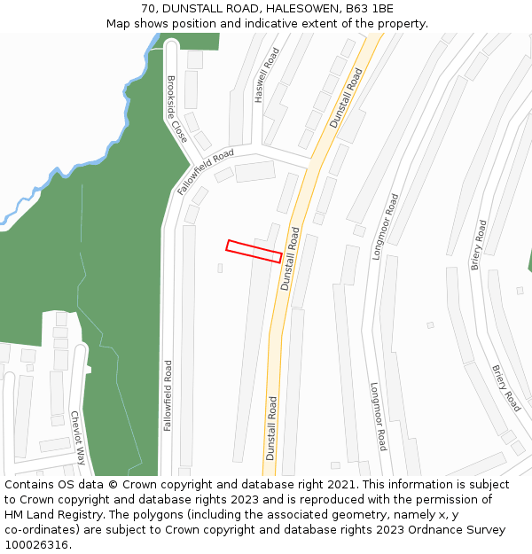 70, DUNSTALL ROAD, HALESOWEN, B63 1BE: Location map and indicative extent of plot
