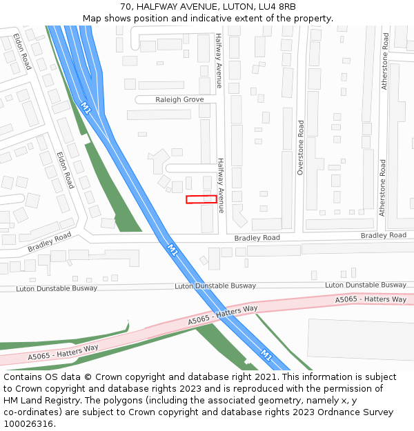 70, HALFWAY AVENUE, LUTON, LU4 8RB: Location map and indicative extent of plot