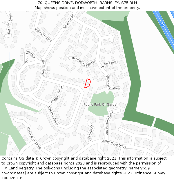 70, QUEENS DRIVE, DODWORTH, BARNSLEY, S75 3LN: Location map and indicative extent of plot