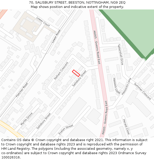 70, SALISBURY STREET, BEESTON, NOTTINGHAM, NG9 2EQ: Location map and indicative extent of plot