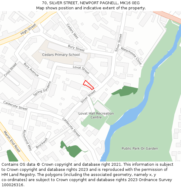 70, SILVER STREET, NEWPORT PAGNELL, MK16 0EG: Location map and indicative extent of plot