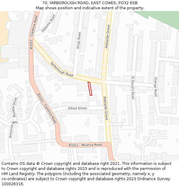 70, YARBOROUGH ROAD, EAST COWES, PO32 6SB: Location map and indicative extent of plot