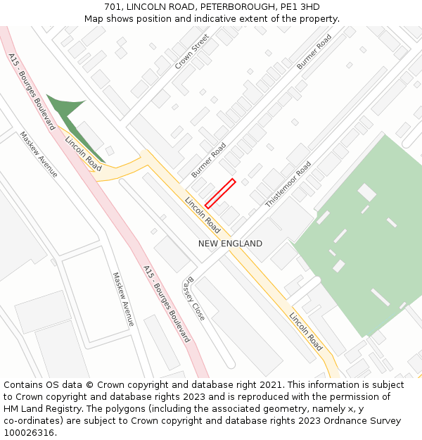 701, LINCOLN ROAD, PETERBOROUGH, PE1 3HD: Location map and indicative extent of plot