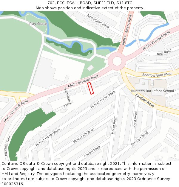 703, ECCLESALL ROAD, SHEFFIELD, S11 8TG: Location map and indicative extent of plot