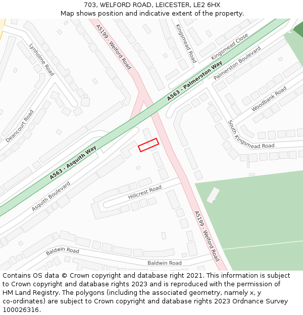 703, WELFORD ROAD, LEICESTER, LE2 6HX: Location map and indicative extent of plot