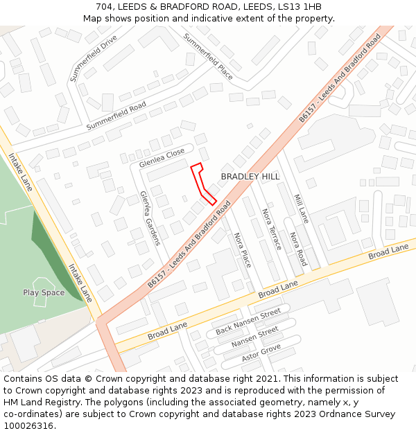 704, LEEDS & BRADFORD ROAD, LEEDS, LS13 1HB: Location map and indicative extent of plot