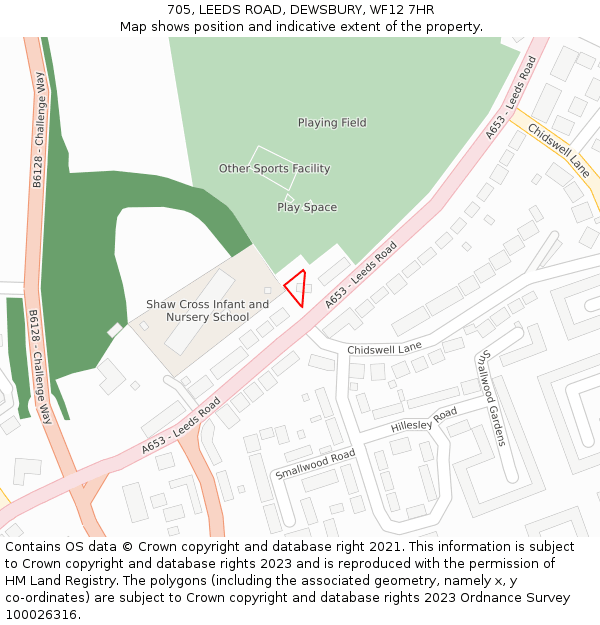 705, LEEDS ROAD, DEWSBURY, WF12 7HR: Location map and indicative extent of plot
