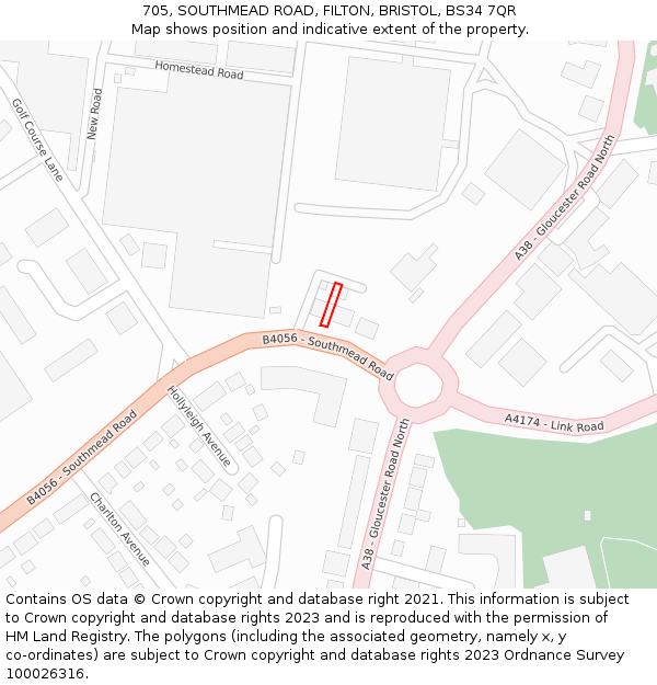705, SOUTHMEAD ROAD, FILTON, BRISTOL, BS34 7QR: Location map and indicative extent of plot