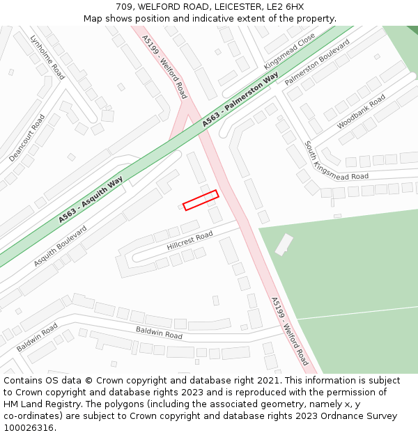 709, WELFORD ROAD, LEICESTER, LE2 6HX: Location map and indicative extent of plot