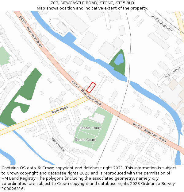 70B, NEWCASTLE ROAD, STONE, ST15 8LB: Location map and indicative extent of plot