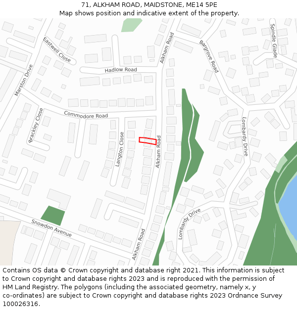 71, ALKHAM ROAD, MAIDSTONE, ME14 5PE: Location map and indicative extent of plot