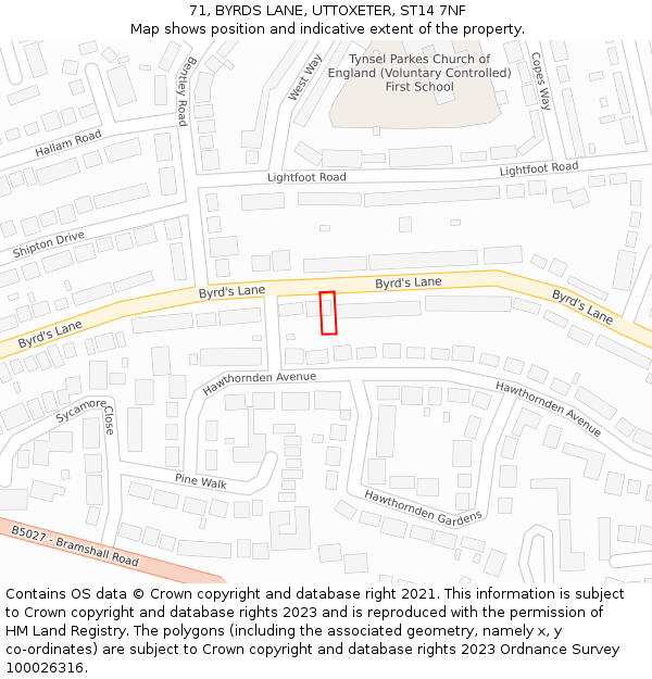 71, BYRDS LANE, UTTOXETER, ST14 7NF: Location map and indicative extent of plot