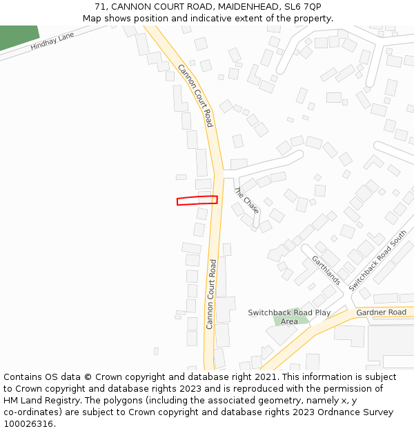 71, CANNON COURT ROAD, MAIDENHEAD, SL6 7QP: Location map and indicative extent of plot