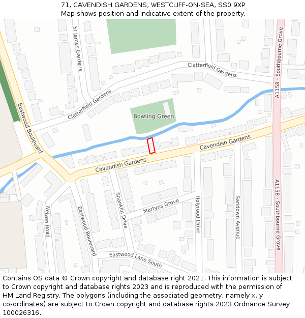 71, CAVENDISH GARDENS, WESTCLIFF-ON-SEA, SS0 9XP: Location map and indicative extent of plot