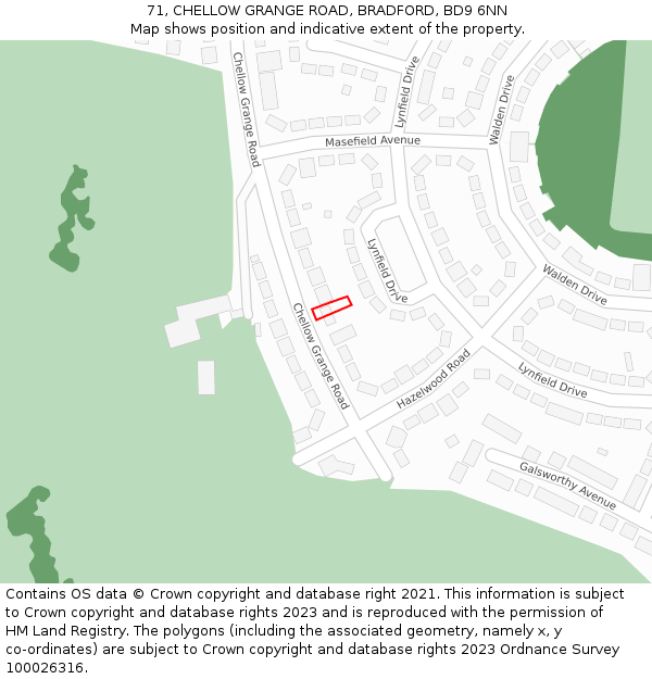 71, CHELLOW GRANGE ROAD, BRADFORD, BD9 6NN: Location map and indicative extent of plot