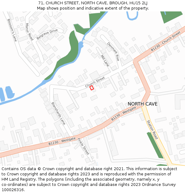71, CHURCH STREET, NORTH CAVE, BROUGH, HU15 2LJ: Location map and indicative extent of plot