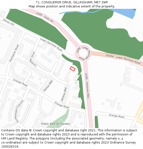 71, CONQUEROR DRIVE, GILLINGHAM, ME7 2WP: Location map and indicative extent of plot