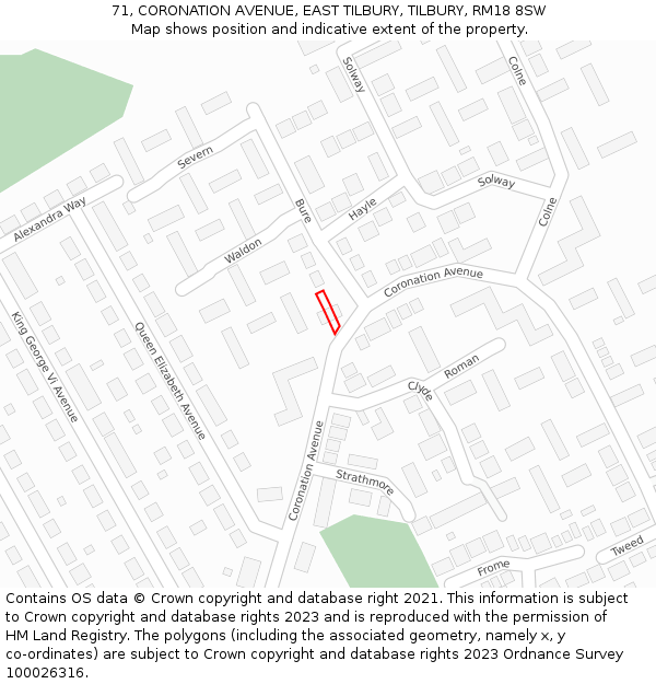 71, CORONATION AVENUE, EAST TILBURY, TILBURY, RM18 8SW: Location map and indicative extent of plot