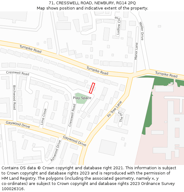 71, CRESSWELL ROAD, NEWBURY, RG14 2PQ: Location map and indicative extent of plot
