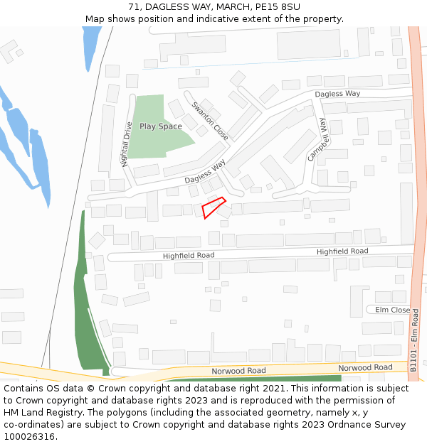 71, DAGLESS WAY, MARCH, PE15 8SU: Location map and indicative extent of plot