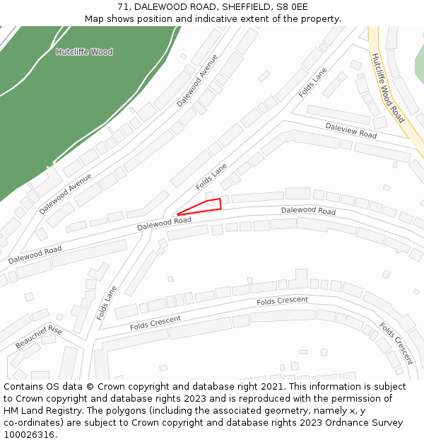71, DALEWOOD ROAD, SHEFFIELD, S8 0EE: Location map and indicative extent of plot