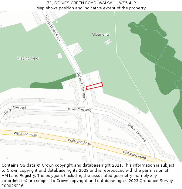 71, DELVES GREEN ROAD, WALSALL, WS5 4LP: Location map and indicative extent of plot