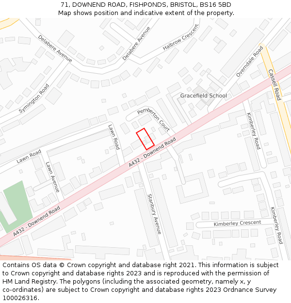 71, DOWNEND ROAD, FISHPONDS, BRISTOL, BS16 5BD: Location map and indicative extent of plot