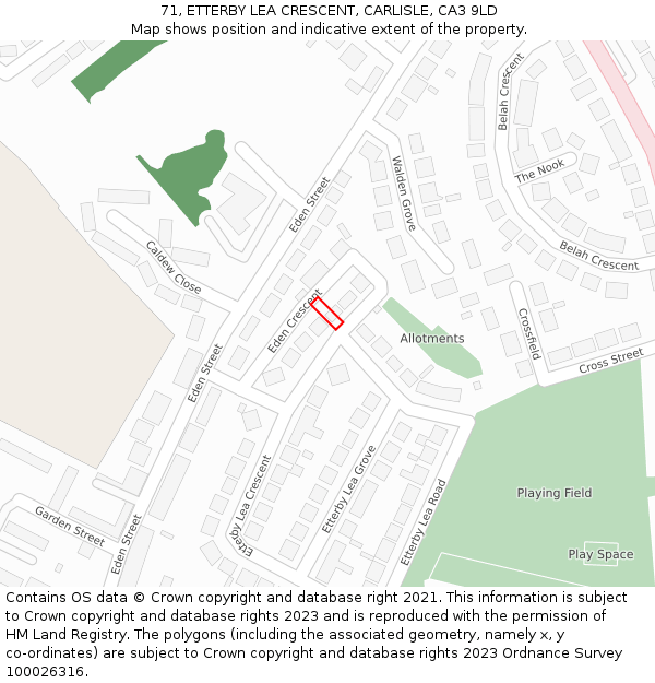 71, ETTERBY LEA CRESCENT, CARLISLE, CA3 9LD: Location map and indicative extent of plot
