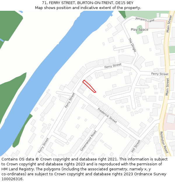 71, FERRY STREET, BURTON-ON-TRENT, DE15 9EY: Location map and indicative extent of plot