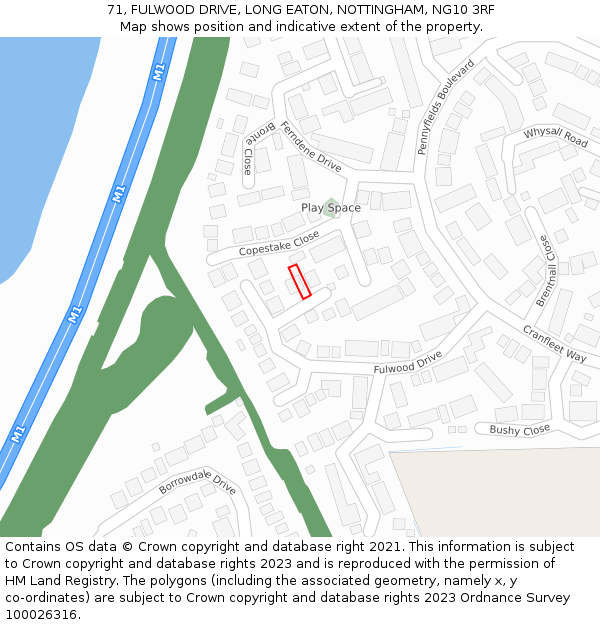 71, FULWOOD DRIVE, LONG EATON, NOTTINGHAM, NG10 3RF: Location map and indicative extent of plot