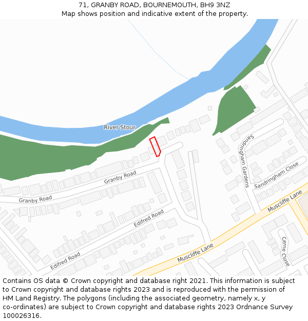 71, GRANBY ROAD, BOURNEMOUTH, BH9 3NZ: Location map and indicative extent of plot