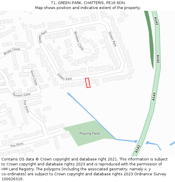 71, GREEN PARK, CHATTERIS, PE16 6DN: Location map and indicative extent of plot