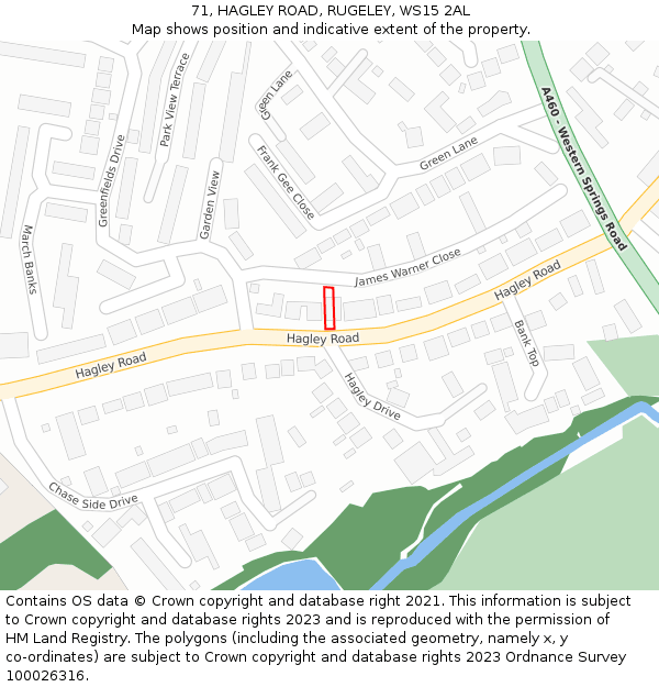 71, HAGLEY ROAD, RUGELEY, WS15 2AL: Location map and indicative extent of plot