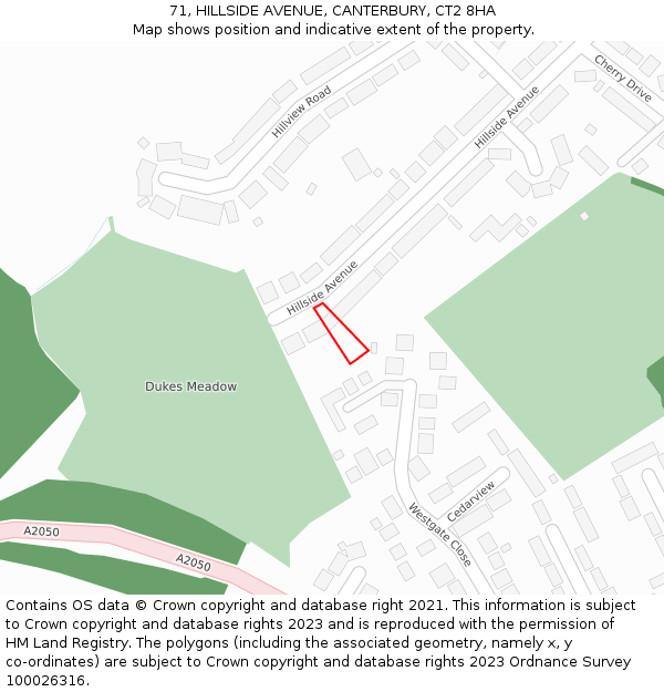 71, HILLSIDE AVENUE, CANTERBURY, CT2 8HA: Location map and indicative extent of plot