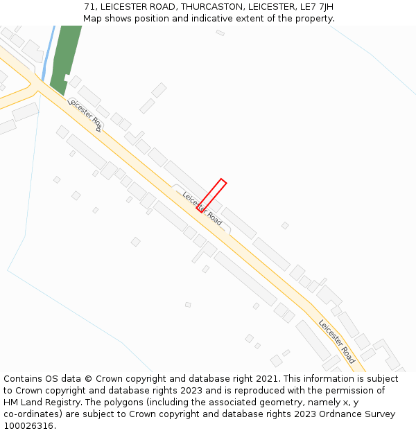 71, LEICESTER ROAD, THURCASTON, LEICESTER, LE7 7JH: Location map and indicative extent of plot