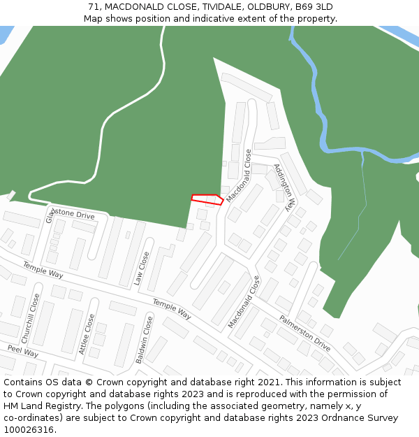 71, MACDONALD CLOSE, TIVIDALE, OLDBURY, B69 3LD: Location map and indicative extent of plot