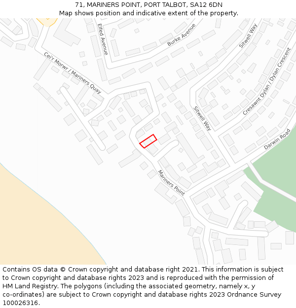 71, MARINERS POINT, PORT TALBOT, SA12 6DN: Location map and indicative extent of plot