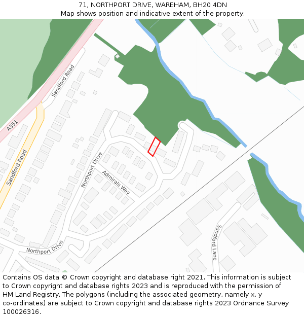 71, NORTHPORT DRIVE, WAREHAM, BH20 4DN: Location map and indicative extent of plot